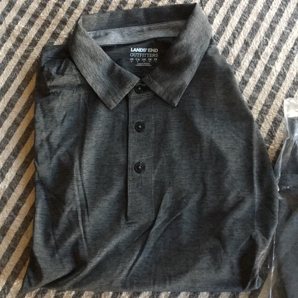 LANDS END Grey Collared Tee.